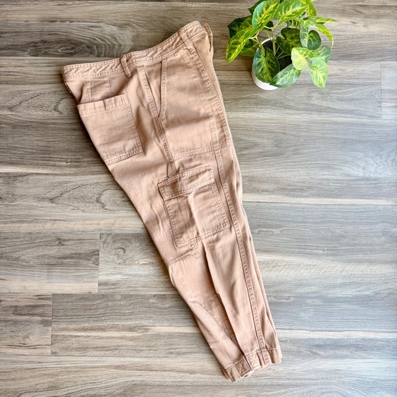 Banana Republic High Rise Tapered Utility Cargo Pants Iced Latte Brown Size 6 - Picture 10 of 14